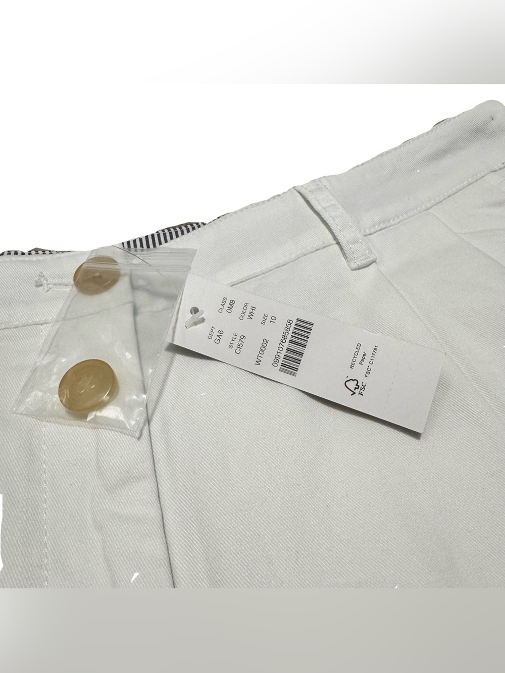 J. Crew Heritage Pleated Shorts Women's 10 Chino White Cotton Casual Preppy NWT - Picture 8 of 9